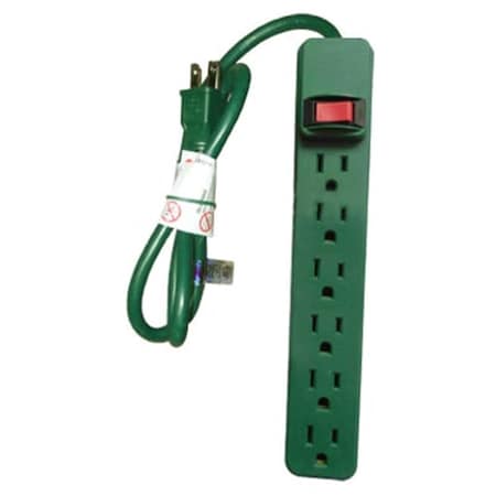 Master Electrician PS-669G Green 6 Outlet Plastic Housing Power Strip